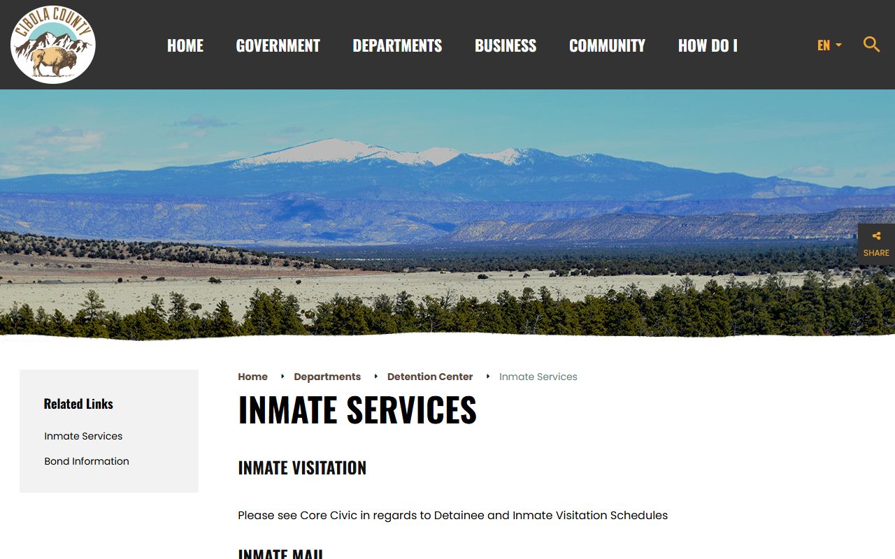 Cibola County inmate records inmate services source page